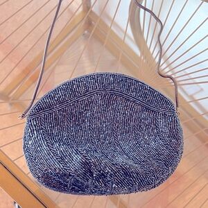 VINTAGE Elegant Black Beaded Clutch